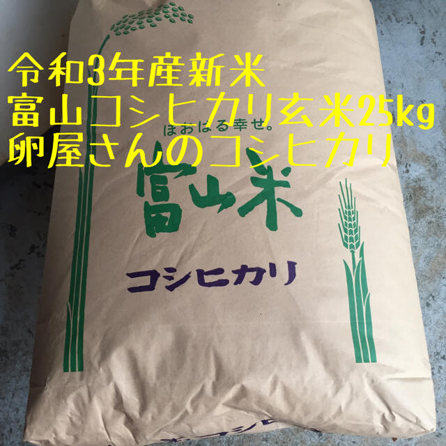 新米　たまご屋さんのコシヒカリ　富山コシヒカリ玄米25kg米/穀物