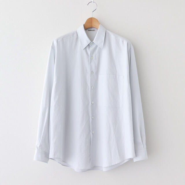 AURALEE 20AW ウォッシュドフィンクスツイルビッグシャツ ライトブルー