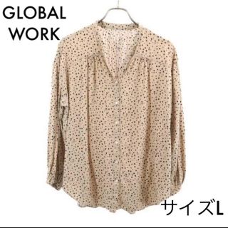 グローバルワーク(GLOBAL WORK)のグローバルワーク 総柄 レーヨンブラウス L ベージュ 長袖(シャツ/ブラウス(長袖/七分))