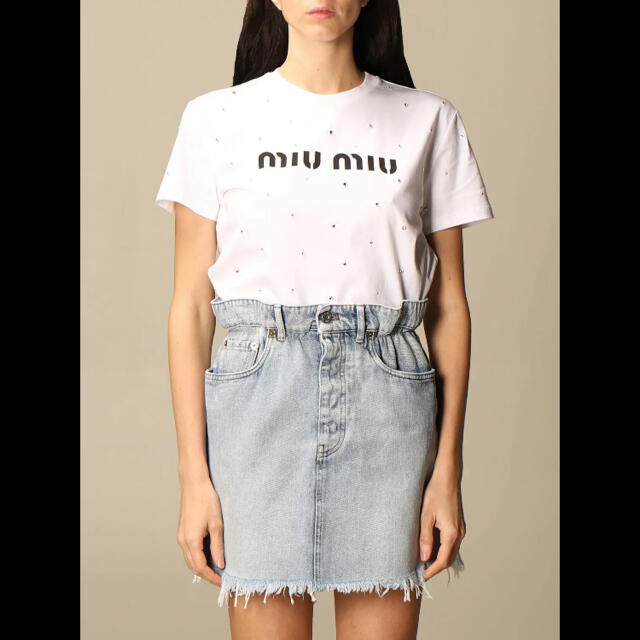 miumiu - miumiu ラインストーンロゴTシャツの通販 by rika's shop