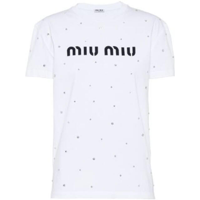 miumiu(ミュウミュウ)のmiumiu ラインストーンロゴTシャツ レディースのトップス(Tシャツ(半袖/袖なし))の商品写真