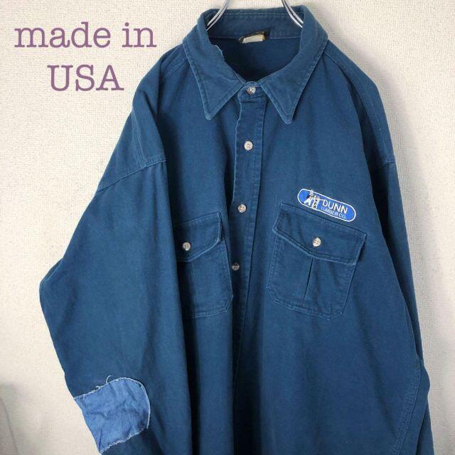 vintage USA製 刺繍 パッチ ワークシャツ ジャケット ネイビー 紺