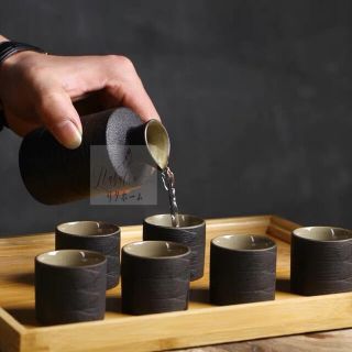 酒器9点セット 陶器 酒燗器付き·徳利 熱燗 冷酒 清酒用の酒器 酒器