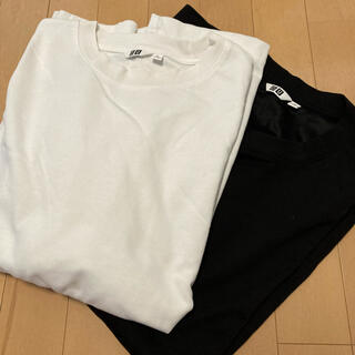 ユニクロ(UNIQLO)のエアリズムコットンオーバーサイズTシャツ（5分袖）　ホワイト　ブラック　セット(Tシャツ/カットソー(半袖/袖なし))
