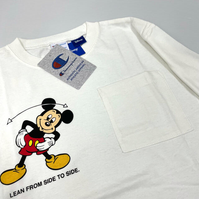 新品12901白長袖Tシャツ140cmミッキー×チャンピオンディズニーコラボ