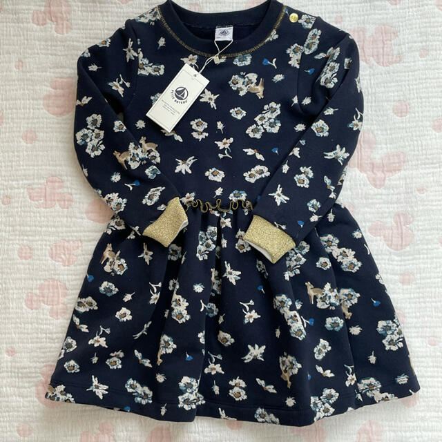 PETIT BATEAU(プチバトー)のワンピ　タグ付き　4ans キッズ/ベビー/マタニティのキッズ服女の子用(90cm~)(ワンピース)の商品写真