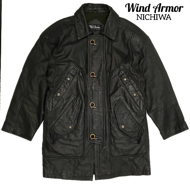 希少◆Wind Armor◆レザーダッフルコート黒L