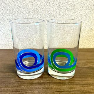 昭和レトロ ペアグラス カラフル グリーン&ブルー 佐々木東洋 コップ 懐かしい(グラス/カップ)