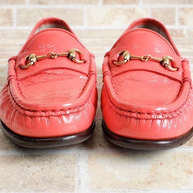 グッチ GUCCI ☆エナメルレザー ビット ローファー ピンク 伊製 35.5-