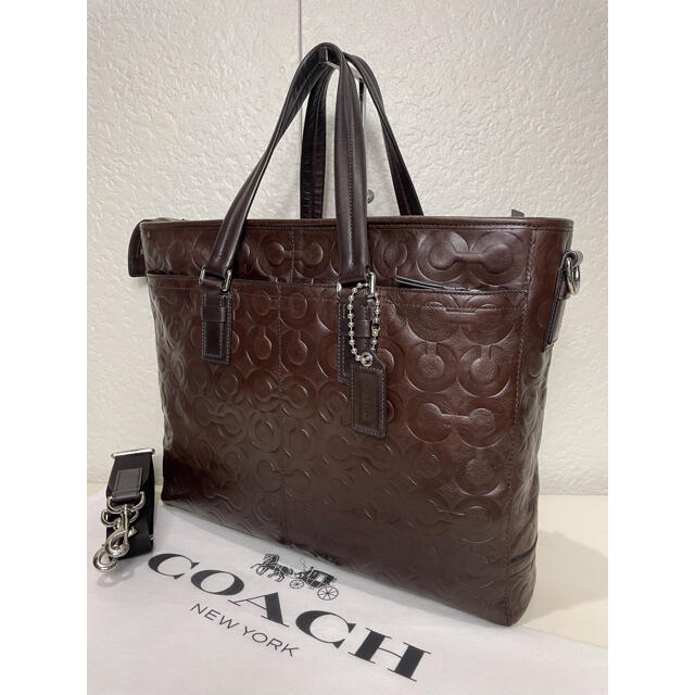 格安 コーチ ビジネス 2way レザー バッグ バッグ オシャレ メンテ済み
