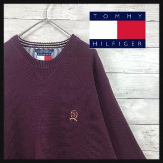 トミーヒルフィガー(TOMMY HILFIGER)の90.s OLDトミーヒルフィガー　オールドオーブロゴ刺繍　古着カラーパープル(ニット/セーター)