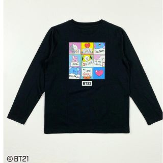 ボウダンショウネンダン(防弾少年団(BTS))の新品　イオン　BTS  Tシャツ　黒　BT21 カットソー　 LL(Tシャツ(長袖/七分))