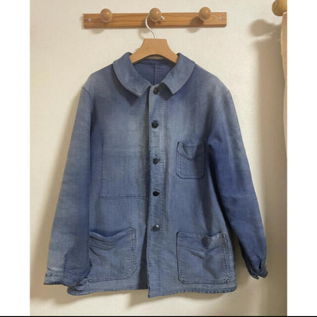 40s French vintage Blue moleskin jacket