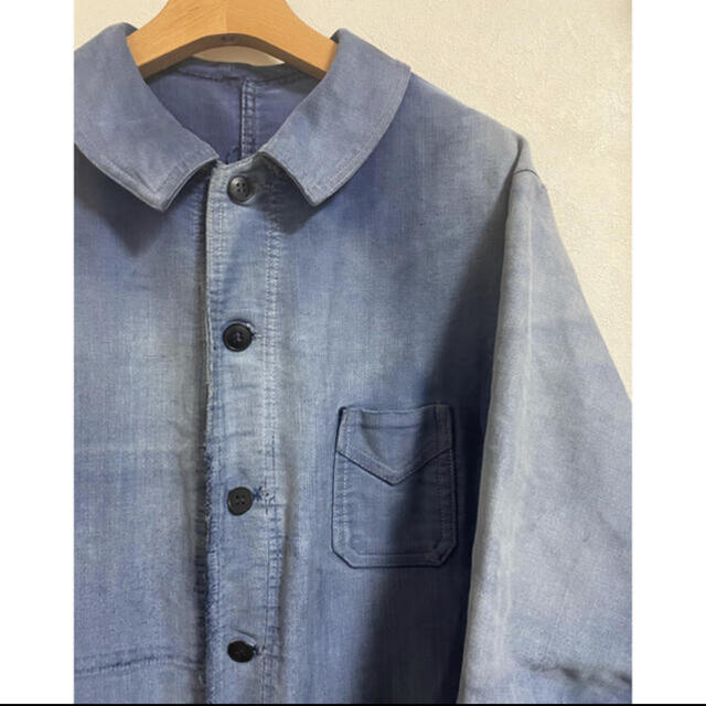 40s French vintage Blue moleskin jacket 2