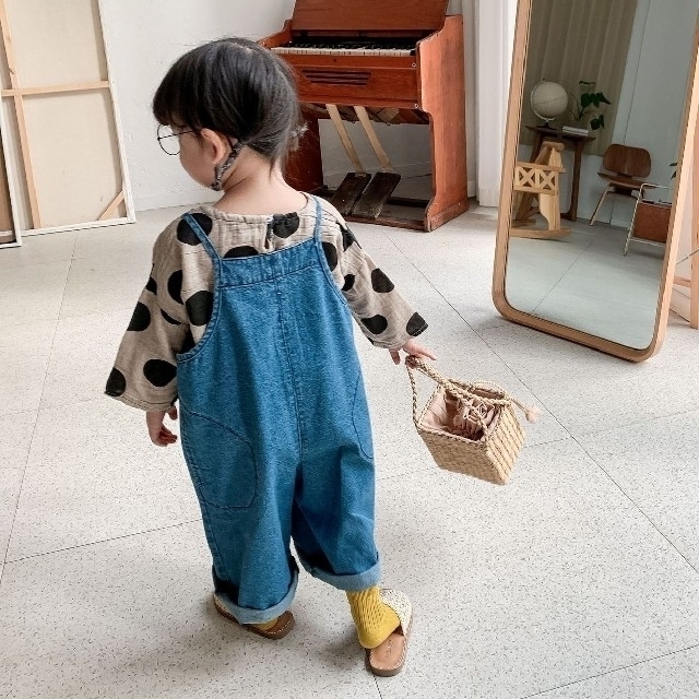 デニム サロペット ロンパース 80cm オールインワン 子供用 キッズ キッズ/ベビー/マタニティのベビー服(~85cm)(ロンパース)の商品写真