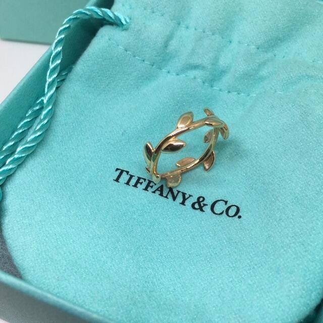 7%OFFSALE TIFFANY 新品 オリーブリーフリング k18 ゴールド