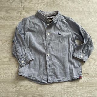 エイチアンドエム(H&M)のH＆M 長袖シャツ ブルー 肘当てチェック  80 9~12M(シャツ/カットソー)