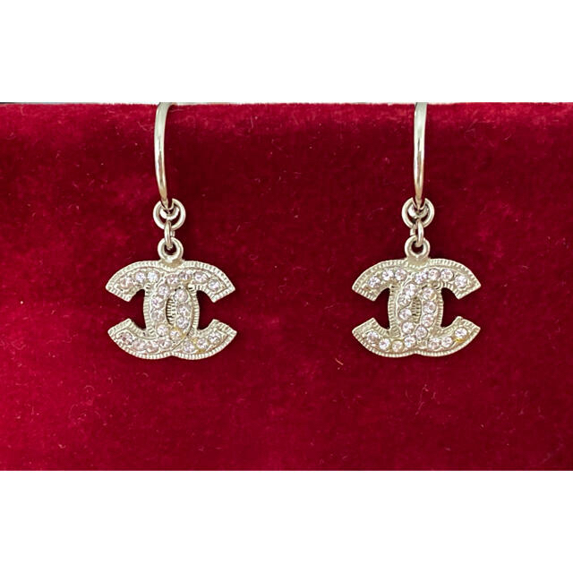 フープ新品 CHANEL シャネル ココマーク ピアス ピンク ラインストーン