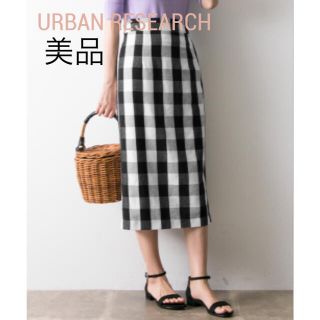 アーバンリサーチ(URBAN RESEARCH)の美品 アーバンリサーチ ワッフル調素材✽ブロックチェックタイトスカート(ひざ丈スカート)