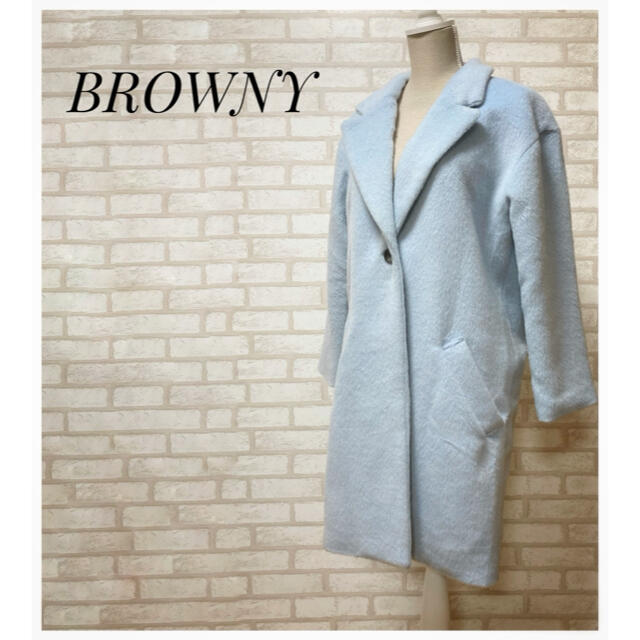 BROWNY(ブラウニー)のBROWNY ブラウニー レディース チェスターコート FREE 青 レディースのジャケット/アウター(チェスターコート)の商品写真