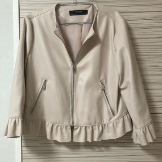 ザラ(ZARA)のレザーフリルジャケット　zara(ノーカラージャケット)