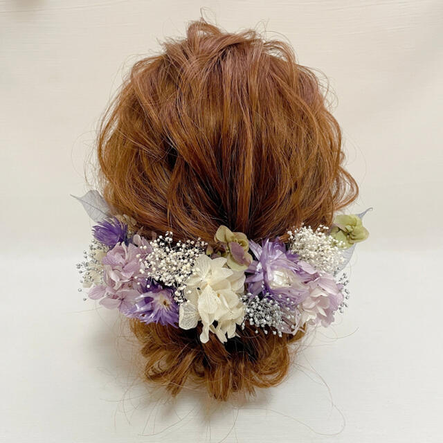 ✴︎ドライフラワー髪飾り✴︎紫グレー和装ヘア飾り成人式ヘア飾り成人式飾り結婚式振袖飾り