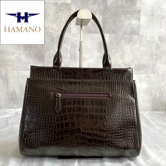 濱野皮革工藝/HAMANO(ハマノヒカクコウゲイ)の【美品】HAMANO 濱野皮革工藝 皇室御用達 コッコリーブル ダークブラウン レディースのバッグ(ハンドバッグ)の商品写真