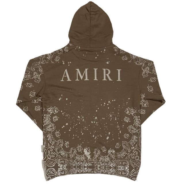 AMIRI アミリ バンダナ柄 ブリーチ プルオーバーパーカー ブラウン L