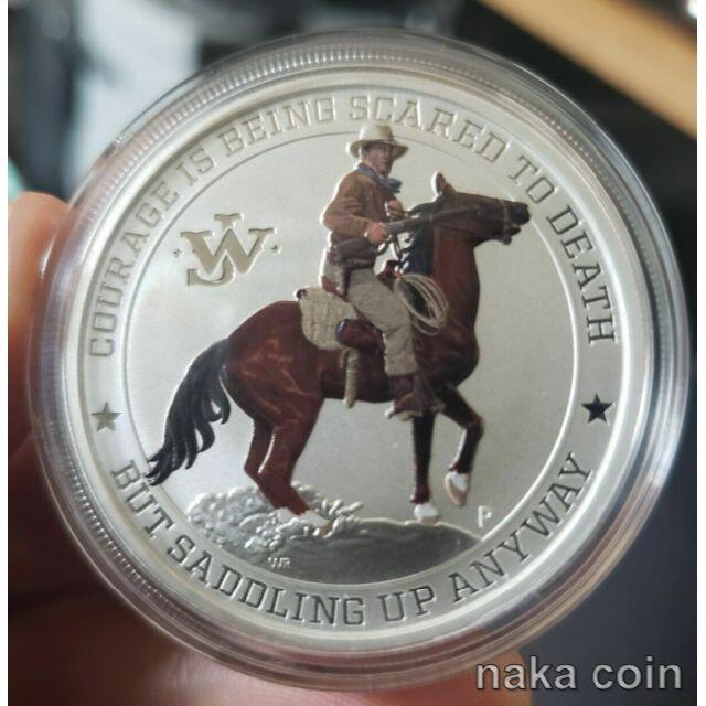 最新カラー銀貨 2021 1 オンス TUVALU JOHN WAYNE