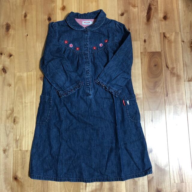 mikihouse(ミキハウス)のミキハウス♡デニムワンピース130 キッズ/ベビー/マタニティのキッズ服女の子用(90cm~)(ワンピース)の商品写真