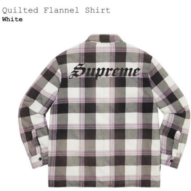 【M】 Supreme Quilted Flannel Shirt WHITE