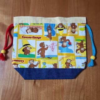 ハンドメイド　お弁当袋　おさるのジョージ(バッグ/レッスンバッグ)