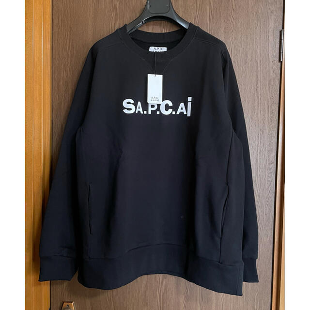 れましたら sacai - 黒XXL新品 sacai A.P.C. メンズ ロゴ スウェット シャツ サカイの コラボの