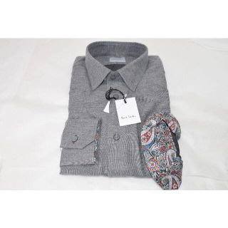 ポールスミス(Paul Smith)の新品☆Paul Smith ドレスシャツ グレー 袖ペイズリー柄☆Mサイズ(シャツ)