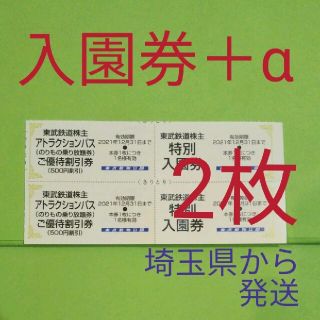 【2枚】東武動物公園　入園券2枚＋αおまけ(動物園)