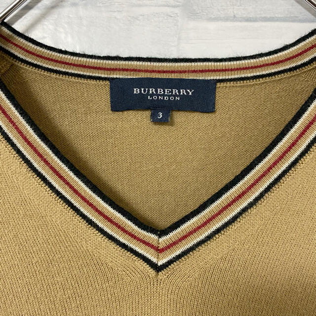 【人気】バーバリー　ニット　セーター　刺繍ロゴ　キャメル　L