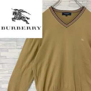 バーバリー(BURBERRY)の【人気】バーバリー　ニット　セーター　刺繍ロゴ　キャメル　L(ニット/セーター)