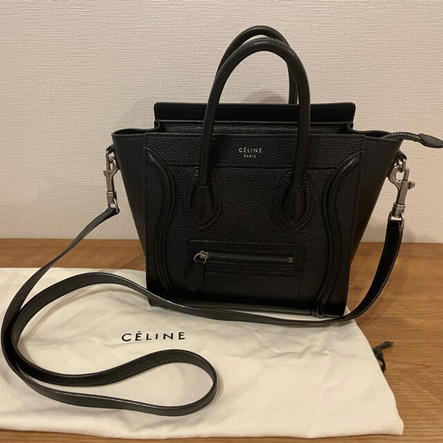 セリーヌ⭐︎CELINE⭐︎旧ロゴ⭐︎ラゲージナノ/ドラムドカーフスキンブラック