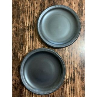 渕十草 黒大皿2枚 和洋食器 美濃焼 オシャレ 磁器 メイン皿 カフェ風(食器)