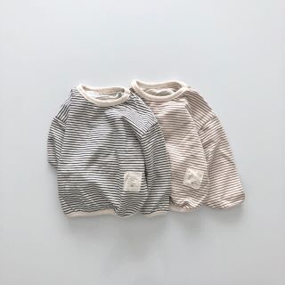 soft border T  ベージュLとパレットレギンスpurple Lの2点(Tシャツ/カットソー)