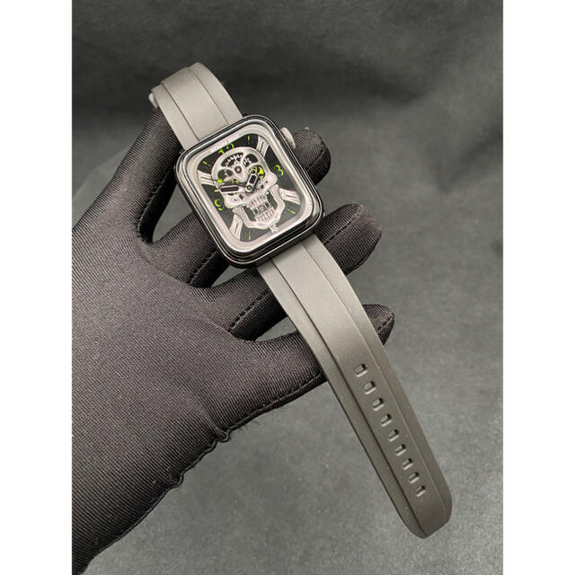 Apple Watch(アップルウォッチ)のnewアップルウォッチ用　ブラックラバーベルト　バタフライバックル付き メンズの時計(ラバーベルト)の商品写真