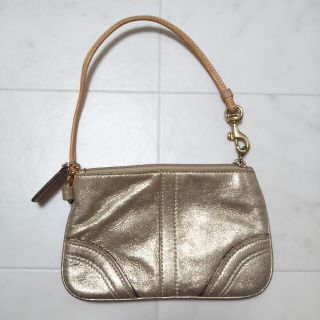 コーチ(COACH)の【COACH】ゴールド ポシェット ポーチ リストレット パーティー ミニ財布(ポーチ)