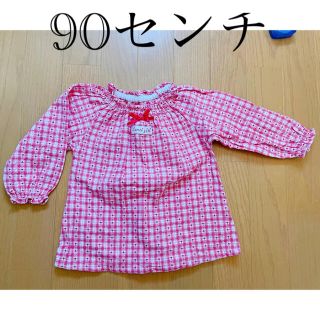 ニシマツヤ(西松屋)の90サイズ パジャマ 女の子 赤チェック　リボン(パジャマ)