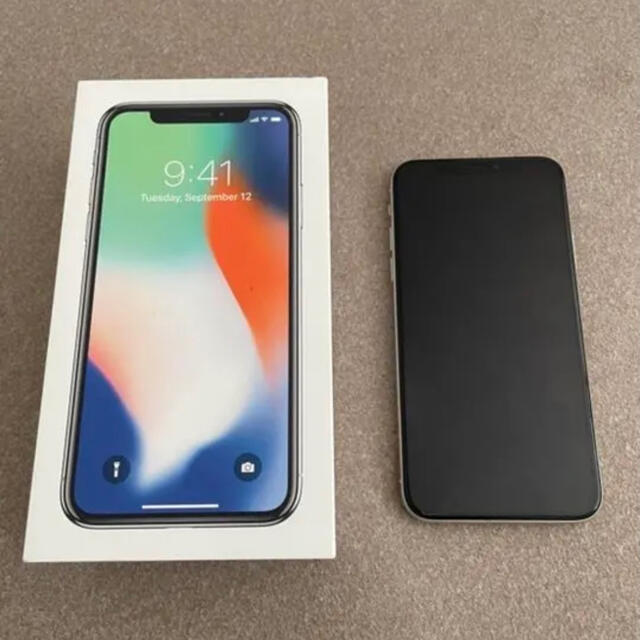 スマートフォン本体iPhone X 64GB SILVER Apple SIMロック解除