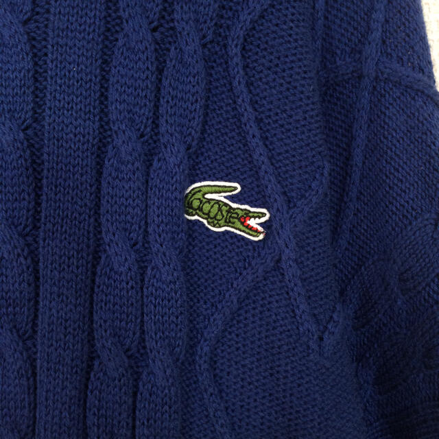 LACOSTE(ラコステ)の【90s、文字ワニ】ラコステ/LACOSTE アランニット　セーター　青色 メンズのトップス(ニット/セーター)の商品写真