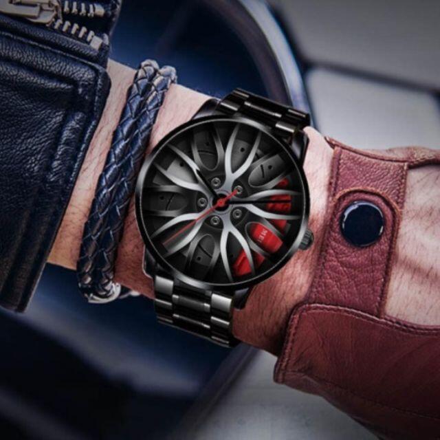 SALE メンズ 腕時計スーパーカー ホイール スポーツウォッチ 赤 メンズの時計(腕時計(アナログ))の商品写真