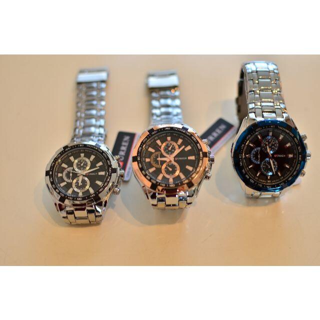 新品！高級感漂うメンズ腕時計（白）（電池も新品）＃9-25a メンズの時計(腕時計(アナログ))の商品写真