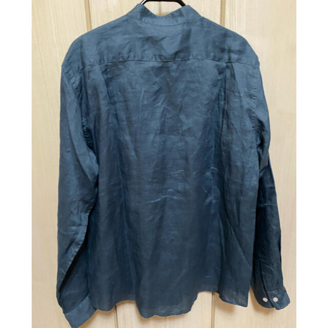 MUJI (無印良品)(ムジルシリョウヒン)の新品 未使用 無印 フレンチリネン 洗いざらし スタンドカラーシャツ M ブルー メンズのトップス(シャツ)の商品写真