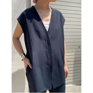 todayfulカラーレスツイルベストCollarless Twill Vest