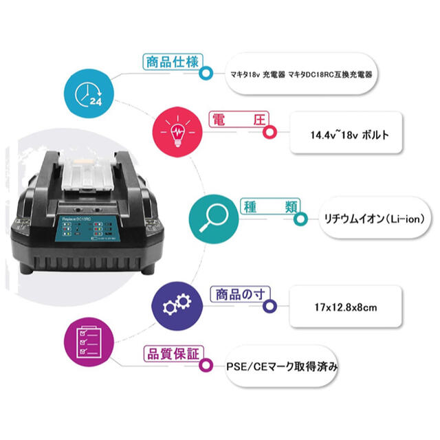 マキタ 互換 18V 6.0Ahバッテリー 小型充電器 3点SET 人気